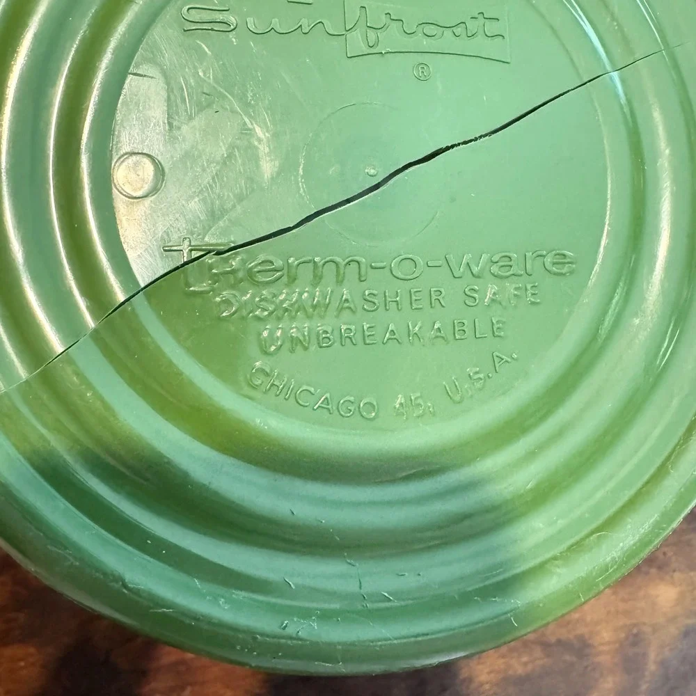 Vintage Sunfrost Thermo-O-Ware‎ Ice Bucket Green White Mid Century Barware